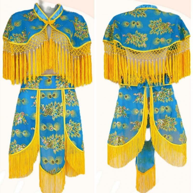 Yangko ชุดกระโปรงคลุมเอวแบบใหม่ชุดจีนดั้งเดิมชุดโอเปร่าชุดอุปกรณ์การแสดงบนเวทีสำหรับสาวรับใช้ Huadan
