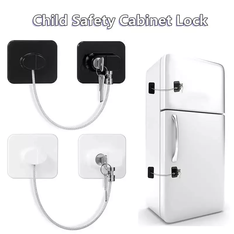 Baby Safe Refrigerator Lock with Key Code Lock Baby Safety Cabinet Lock Sliding Wardrobe Door Lock Home Limiter