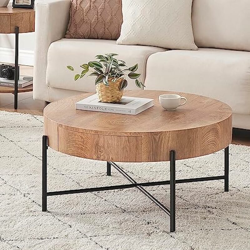 Ideales Haus runden Couch tisch Wohnzimmer Holz Mittel tisch mit zwei Schubladen Bauernhaus Couch tisch rustikalen Kreis Cocktail