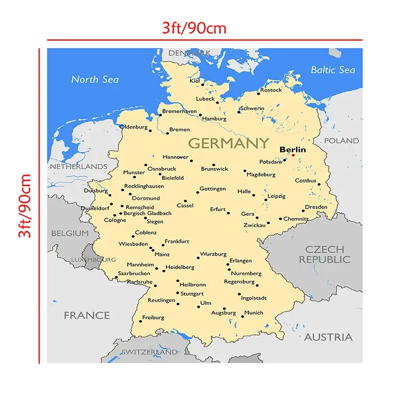 90*90 سنتيمتر ألمانيا السياسية خريطة غير المنسوجة حائط لوح رسم ملصق فني المنزل الديكور مدرسة الفصول الدراسية لوازم