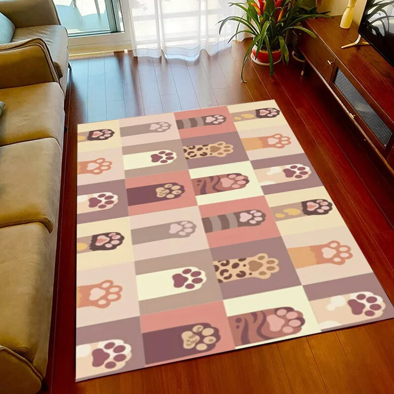 Pets Footprint Series Large Area Rug Carpet Rug for Living Room Bedroom Doormat Decoration,kids Non-slip Floor Mat Tables Mats