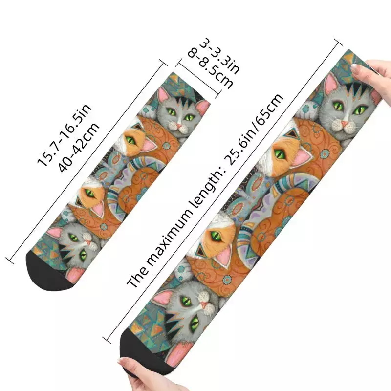 Gustav Klimt Cat Socks dos homens, Meias Tripulantes, Pintura a Óleo, Diversão, Unisex, Primavera, Verão, Outono, Inverno