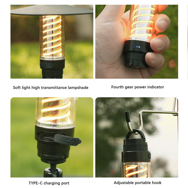 Портативный фонарик для кемпинга, яркий Перезаряжаемый водонепроницаемый фонарь для кемпинга, уличная аварийная лампа