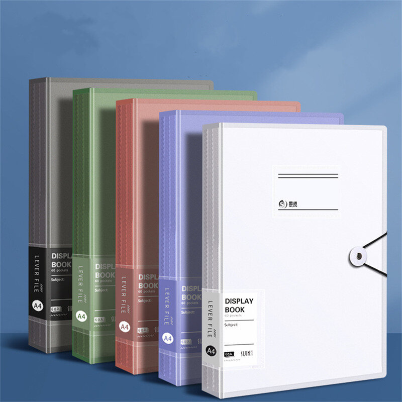 A4 File Folder 30 Pages Transparent Insert Paper Document Organizer Waterproof School Office Data Information Storage Books