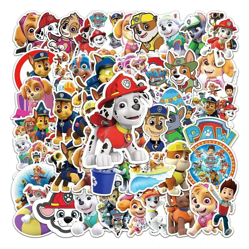 Cool Cute PAW Patrol Adesivos, Decalque de PVC, Decoração do telefone, Skate, Bagagem, Geladeira, Etiqueta Graffiti, Presente de brinquedo para criança, 10 pcs, 30 pcs, 50pcs