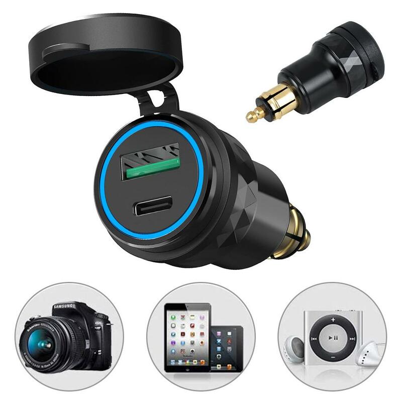 For BMW Motorcycle F800 F650 F700 R1200 GS R1200RT Quick Charge 3.0 Dual USB Charger Plug Socket Power Adapter Type-C
