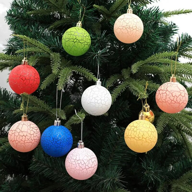 6 pezzi 6cm palline di natale ciondolo crepa facile da appendere festivo colore brillante plastica ciondoli palline di natale forniture per feste