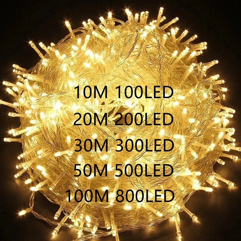 110 /220 فولت في الهواء الطلق LED سلسلة أضواء جارلاند 10-100 متر مقاوم للماء الجنية ضوء عيد الميلاد حفل زفاف عطلة البستنة الديكور