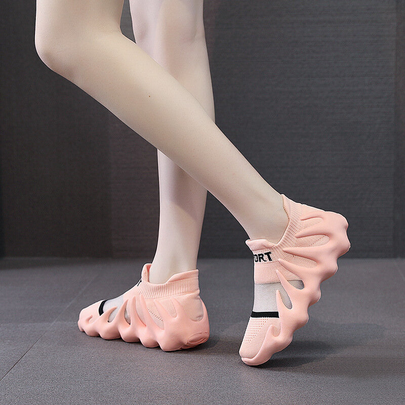 Zapatos vulcanizados transpirables y cómodos para mujer, zapatillas de suela gruesa elevada para caminar, alta calidad