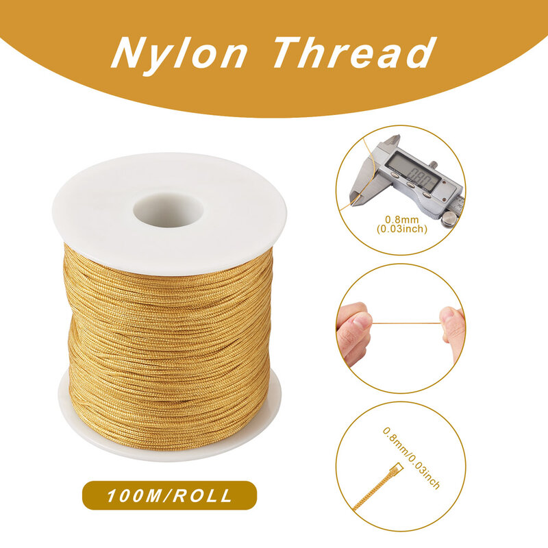 Nylon Cord Thread para Bead Pulseira, Nó Chinês Macramé, String trançado, DIY Borlas, Beading, 100m por Rolo, 0,8 milímetros