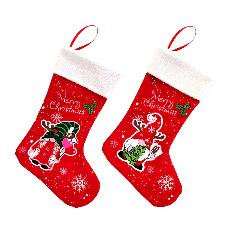 Christmas Socks Fabric Santa Xmas Stockings Gift Bags Christmas Decorations 2024 Ornament For Home Kids Gift Christmas Supplies
