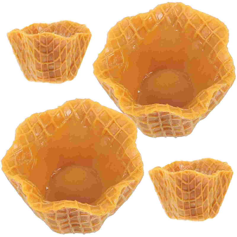 4 Pcs Cake Tray Lifelike Fake Cupcake Liner Liners Delicate Models Ice Cream Single Plastic for Decor Photography Prop