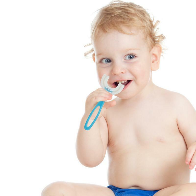 Escova de Dentes em Forma de U para Crianças, Limpeza Oral de 360 Dentes, Treinamento Manual, Crianças, Criança, Idade 2-4, Todos Arredondados, 5 a 12