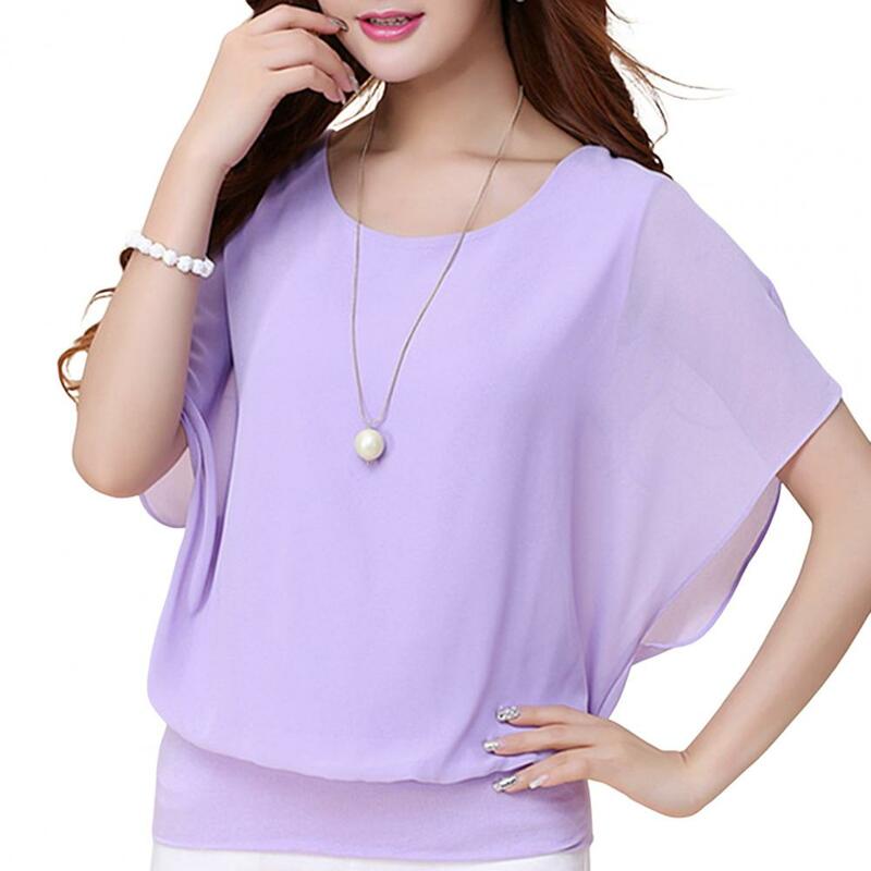 Women Loose Fit Tops Versatile Chiffon Tops Elegant Chiffon Office Blouse Stylish Loose Fit Summer Top Women's Casual for Work
