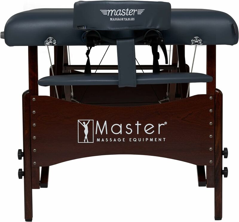 Master Massage pacchetto lettino da massaggio portatile con cuscino più denso da 2.5 ", legno duro macchiato di noce, cavi di supporto in acciaio, P