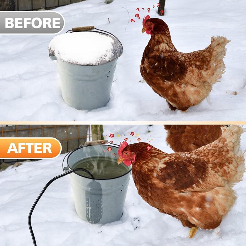 Riscaldatore sommergibile per abbeveratoio per pollo, Deicer per abbeveratoio per pollo con controllo termostatico da 250 W, spina americana
