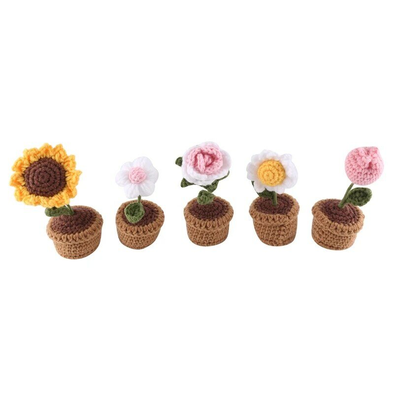 Produtos de flores em vasos à mão para decoração Home, produto acabado, Multi-Color, 5 pcs