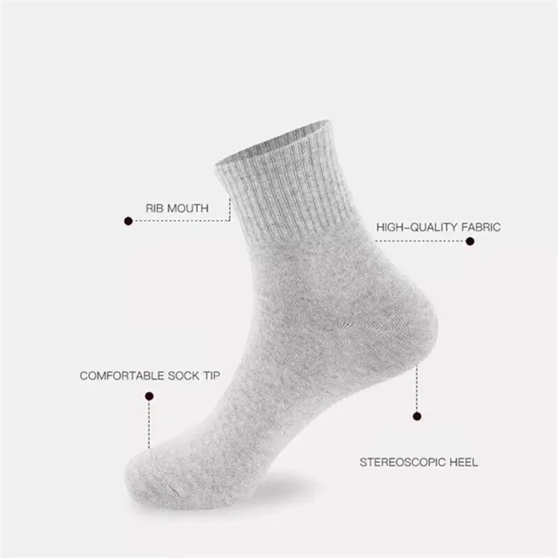 10Pairs/Lot Men's Casual Socks Antibacterial Breathable Business Socks Soft Fabric Elastic Medium Socks for All Seasons EU38-45