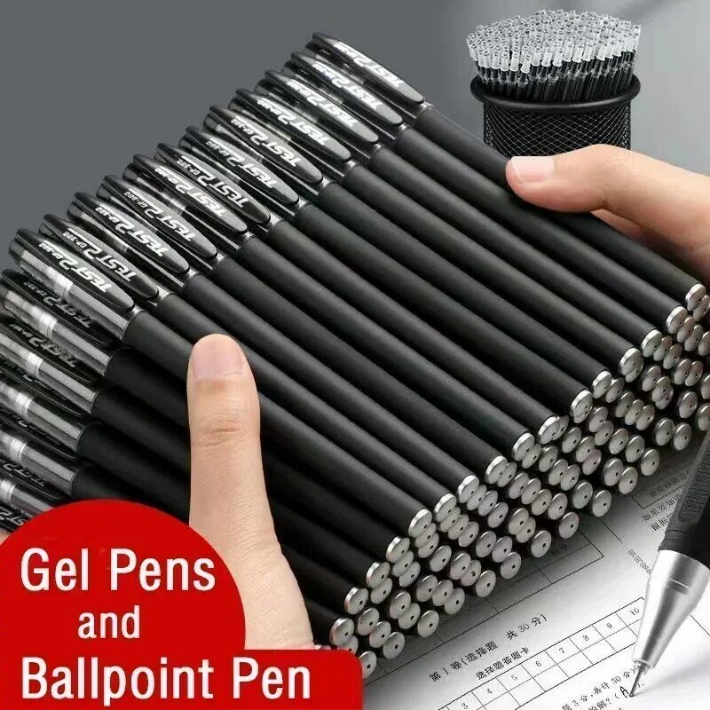 Set di penne Gel nero blu rosso ricarica penna punta a proiettile 0.5mm materiale scolastico e per ufficio cancelleria accessori Kawaii