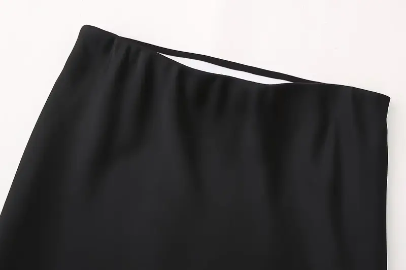 Falda Midi con textura de seda para Mujer, falda Vintage de cintura alta con cremallera, novedad de 2024