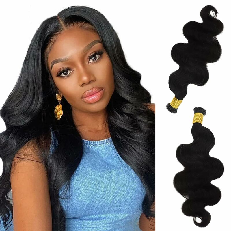 I Tips Straight #1B Natural Black Kinky Straight Brazilian Extensions Human Hair Extensions 50g Real Hair Extensions for woman