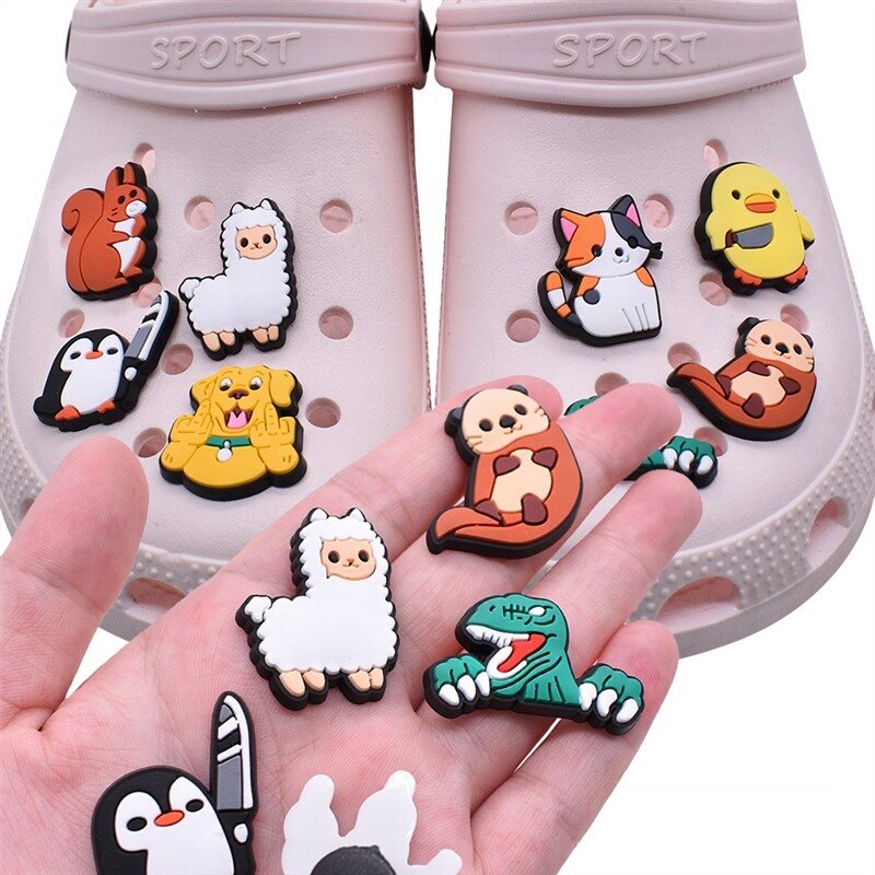 1pcs Pins for Crocs Charms Shoes Accessories Knife Duck Frog Decoration Jeans Women Sandals Buckle Kids Favors Men Badges