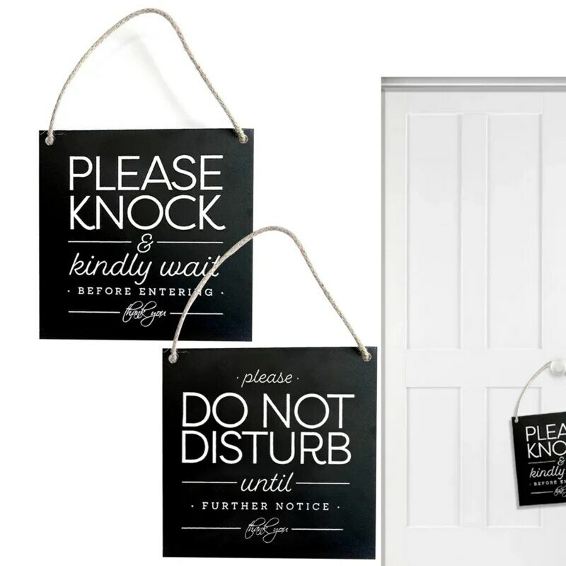 Double Sided Do Not Disturb And Please Knock Wooden Door Sign Do Not Disturb Sign With Lanyard For Bedroom Bathroom Hotel