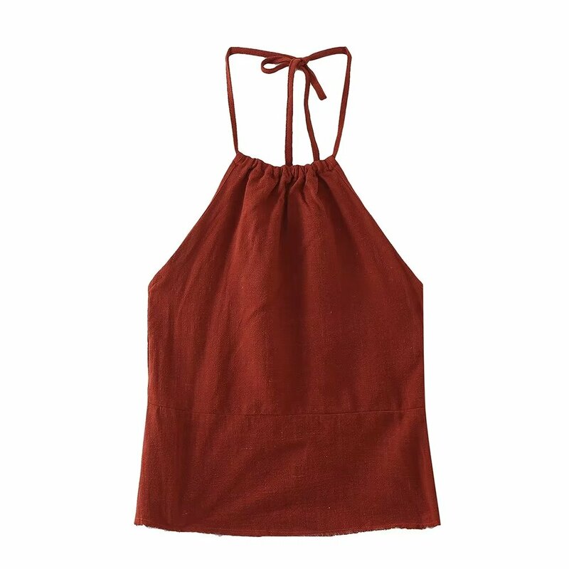 Stephen & Di-Conjunto de dos piezas para mujer, camisola Midi de cintura alta, estilo Retro marroquí, color rojo ladrillo