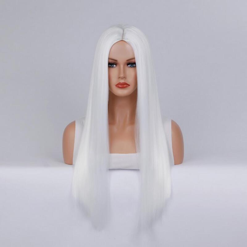Peruka syntetyczna peruki blond długie proste peruki z grzywką dla białych czarnych kobiet czerwony różowy czarny brąz codzienne używanie Cosplay peruki