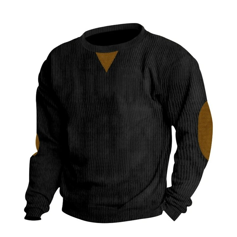 Sweatshirt Pullover pria, baju olahraga korduroi lengan panjang leher O nyaman liburan sehari-hari