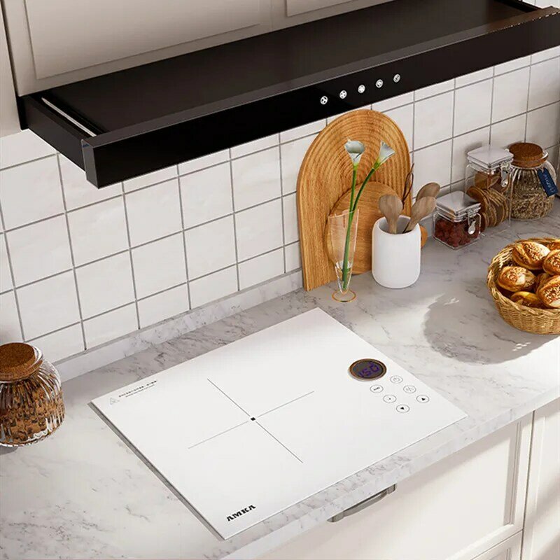 Amka-cocina de inducción integrada, 2200W, estufa de un solo quemador, encimera de mesa, luz blanca ultrafina, Cocina de Inducción eléctrica de lujo