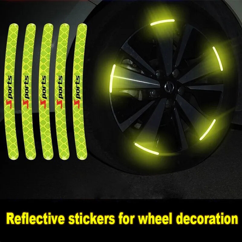 Stiker reflektif berkendara malam, 20 buah/set stiker roda dekorasi sepeda motor mobil warna-warni untuk berkendara malam hari