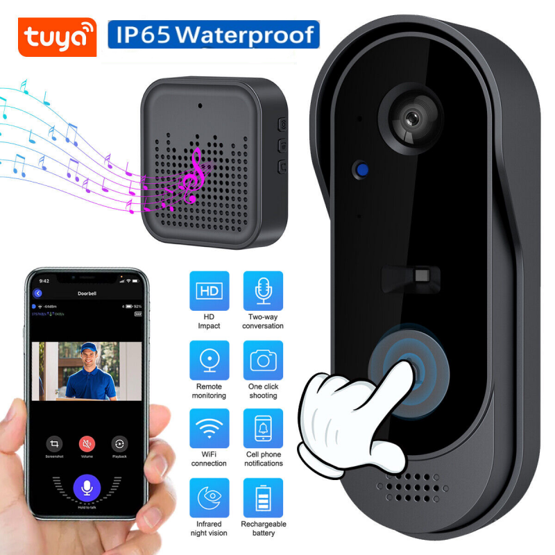 Tuya-防水ドアベル,スマートカメラ,暗視インターホン,ホームモニター,ip65と互換性があります