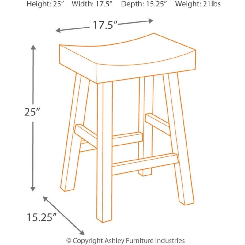 Glosco wiejski stołek barowy o wysokości 25.5 ", zestaw 2, dwukolorowy brązowy