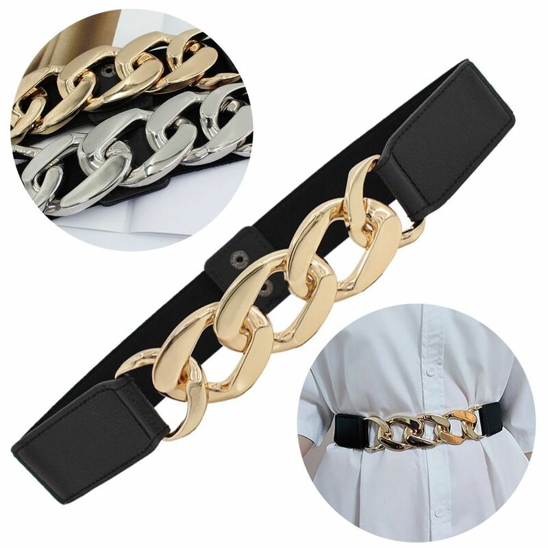 Cinturón de cadena de Metal elástico para mujer, cinturón de moda, abrigo, vestido, pretina