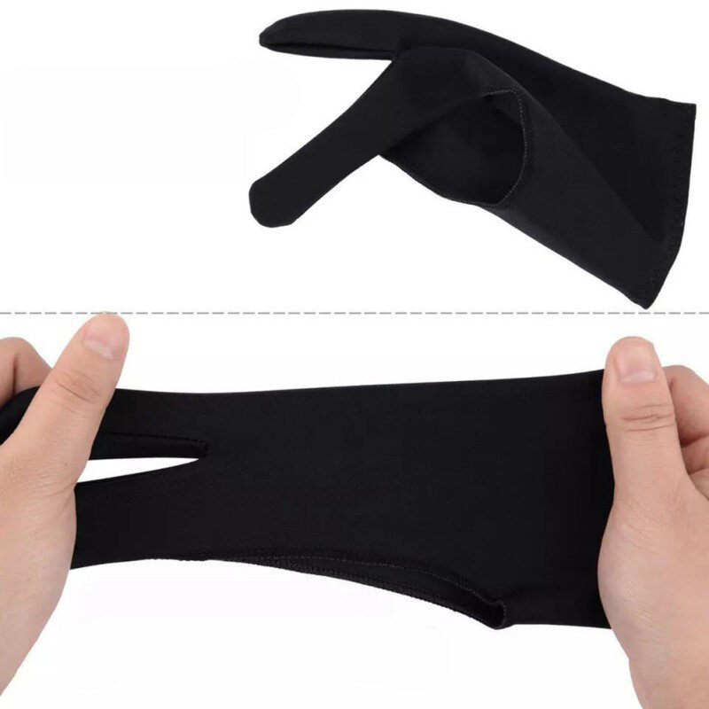 Gant antisalissure noir à deux doigts, 3 tailles, pour Design artistique, tablette graphique, gants pour la maison, main droite et gauche, 1 pièce