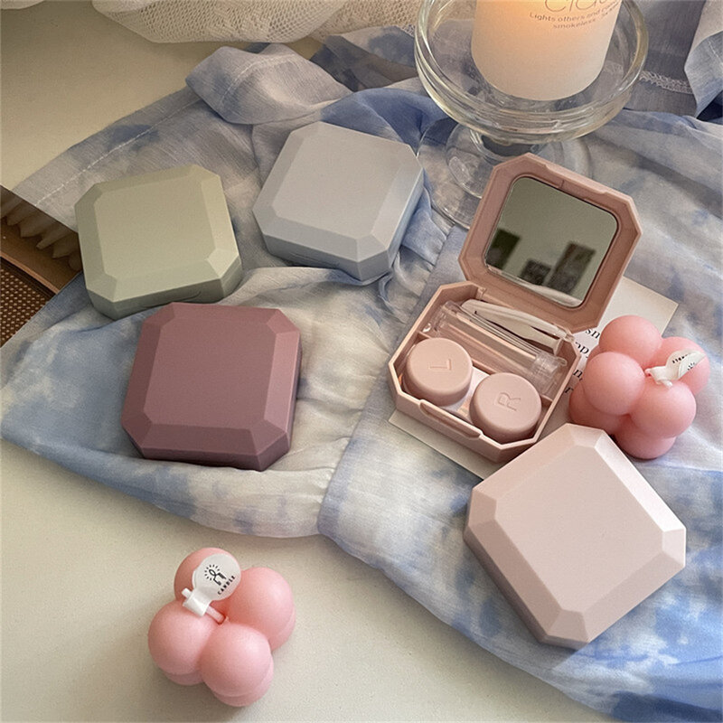 Pure Color Frosted Contact Lens Case Female Compact and Simple Portable Color Contact Lenses Myopia Companion Box Storage Box