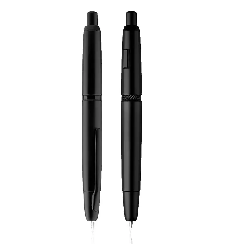 Mjohn a1プレス万年筆格納式極細ペン先0.4mmメタルインクペン、コンバーター付きギフトペンを書くためのマットブラック