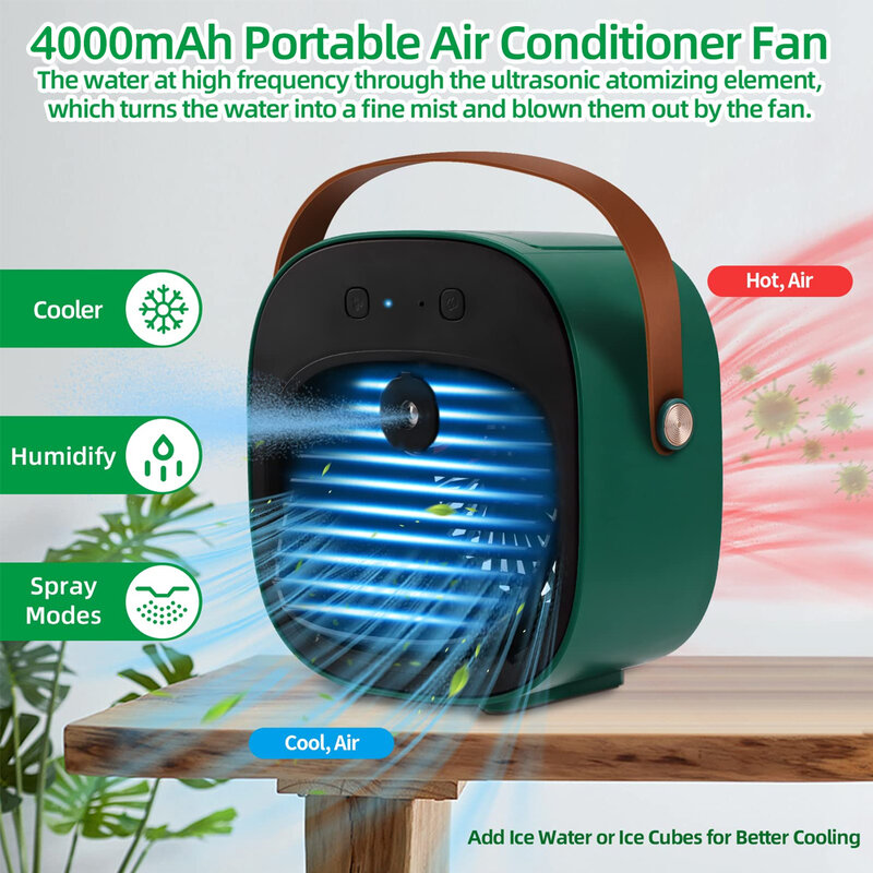 Xiaomi Portable Mini Air Conditioner Wireless Air Cooler USB Rechargeable Cooling Fan Portable Air Conditioner For Room Camping