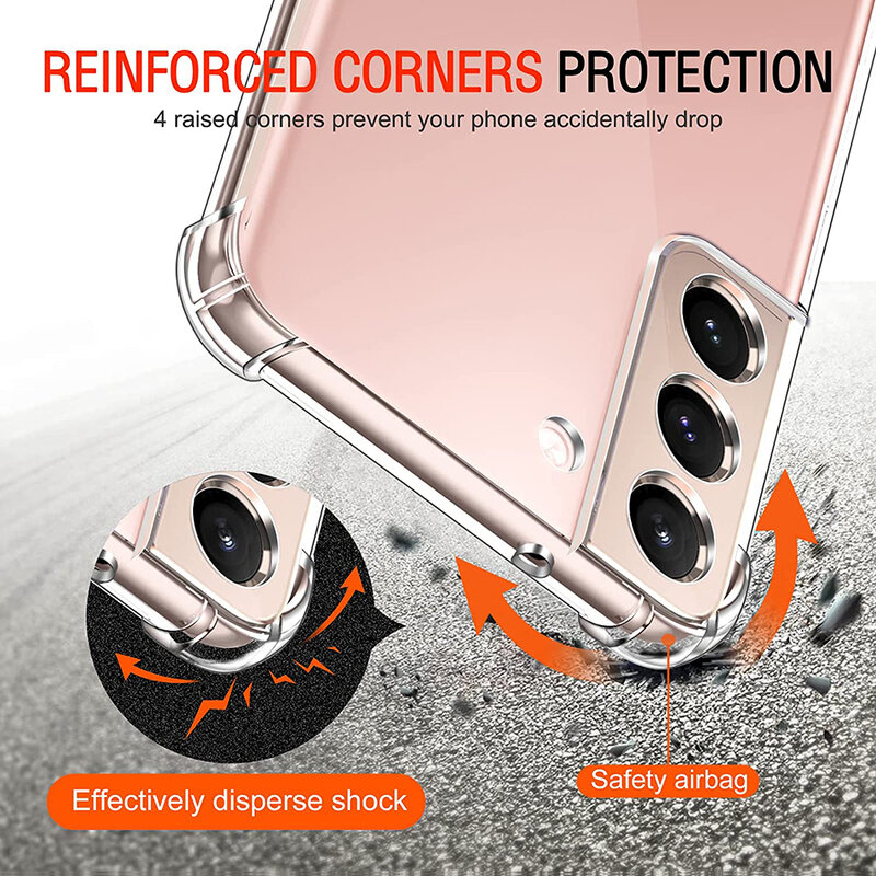 Shockproof Soft Clear Silicone Case Voor Samsung Galaxy S22 S21 S20 Fe S10 Note 10 Plus 9 8 20 Ultra dunne Transparante Back Cover