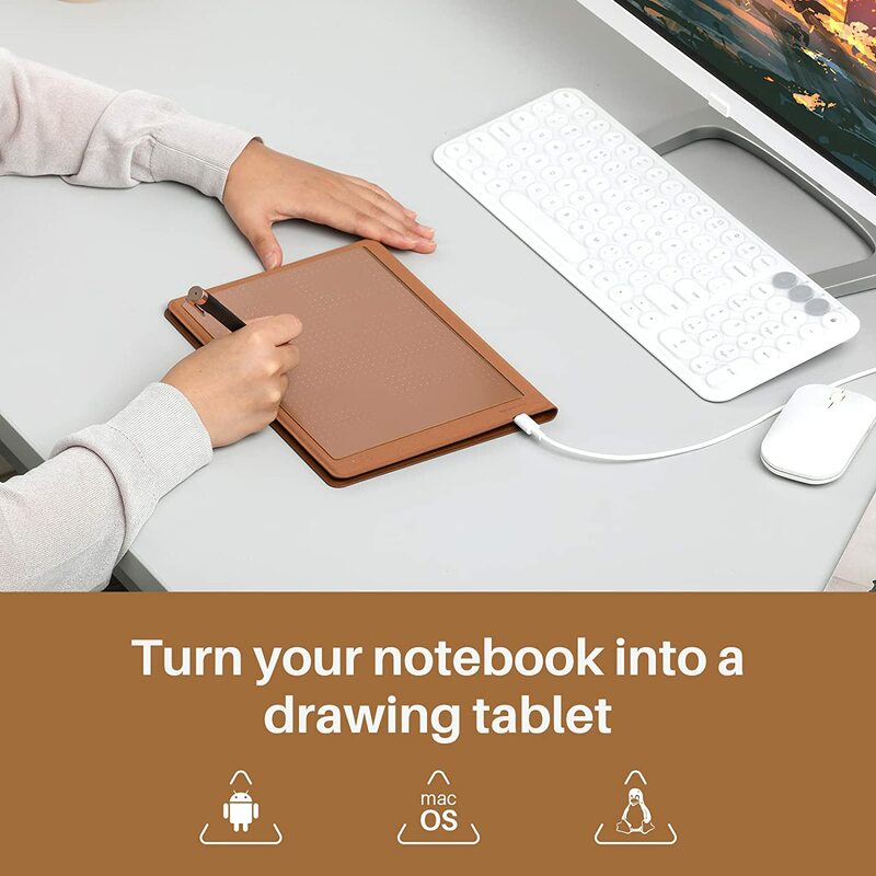 Huion note notebook inteligente, tablet gráfico sem fio, 50 páginas, a5, bloco de escrita eletrônico, ios e dispositivo Android