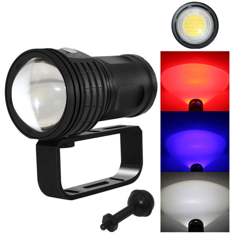 Tático LED Lanterna de Mergulho, Poderosa Luz Impermeável, Lanterna Subaquática, 10800Lumens, Fotografia, Vídeo, 100m