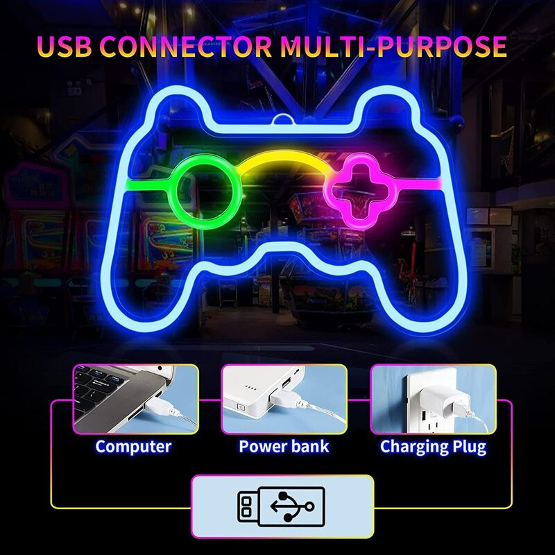 USB Trò chơi giao diện điều khiển xử lý hình dạng phòng ngủ của trẻ em phòng trò chơi trang trí phòng LED Đèn Neon