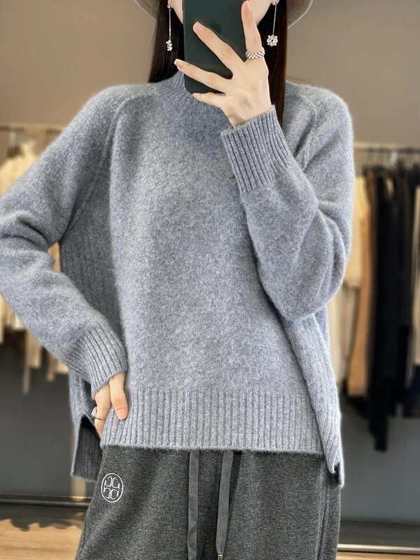 Women Turtleneck Sweater Autumn Winter Thick Pullovers 100% Merino Wool Solid Cashmere Knitwear Female Basic Clothes Korean Tops