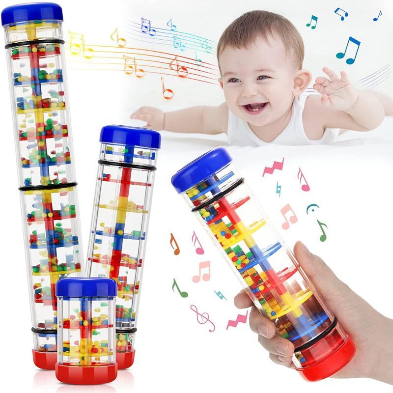 Rainmaker mainan tongkat hujan bayi 0 6 12 bulan, mainan kerincing bayi baru lahir, instrumen musik montesori mainan sensorik