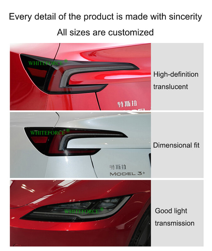 테슬라 모델 3 하이랜드 2023 2024 전조등 보호 필름, 모델 3 + 전조등 테일 램프 블랙 색상 변경 필름