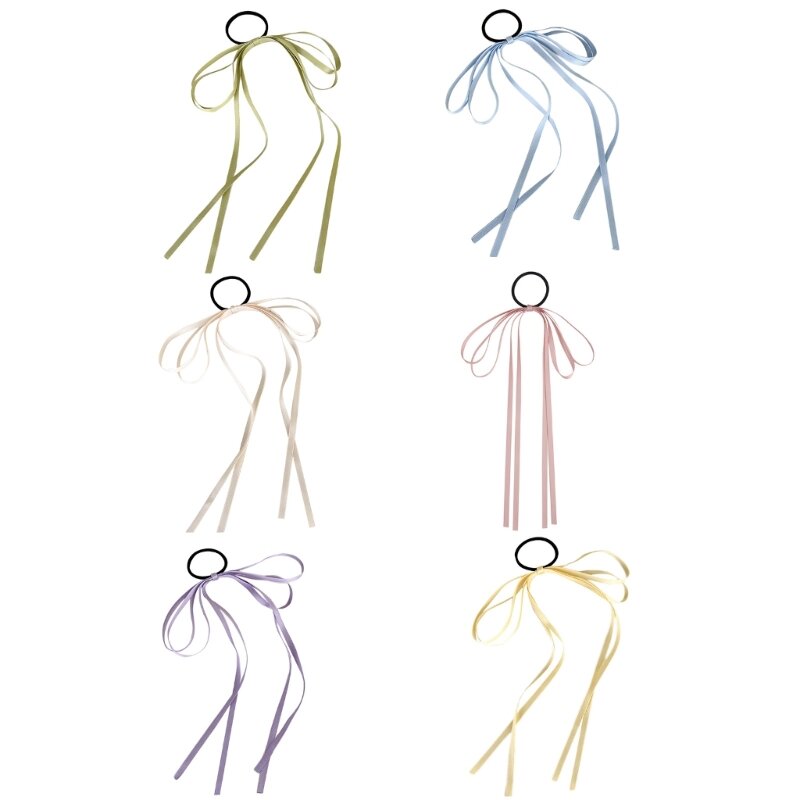 Cuerda para cabello, cinta larga colorida, lazo, coleteros para cabello, accesorios para cabello