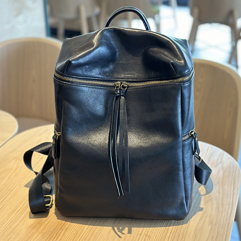 Vintage leather female baotou layer cowhide book bag travel large capacity shopping bag 2024 summer new street trend luggage