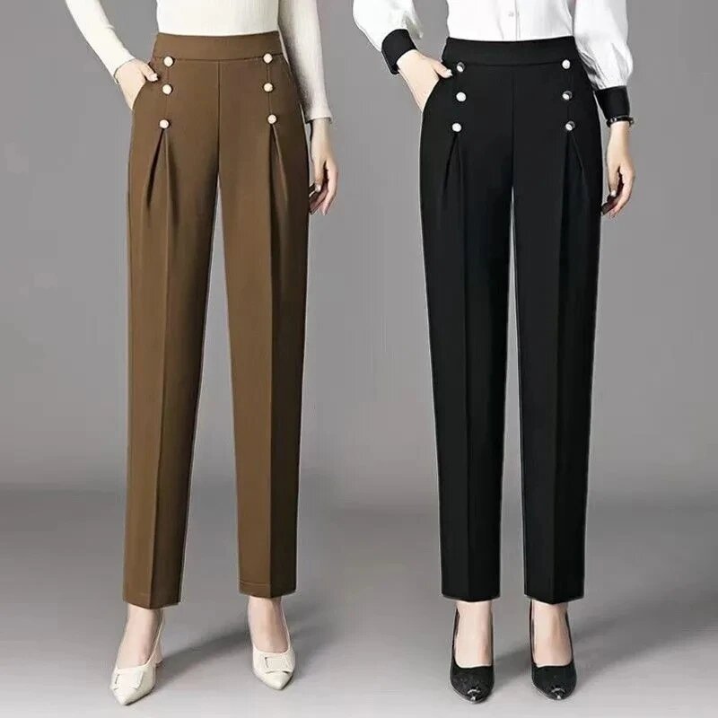 韓国-女性のカジュアルパンツ,だぶだぶ,純粋な色,夏服,ラージサイズ,2024