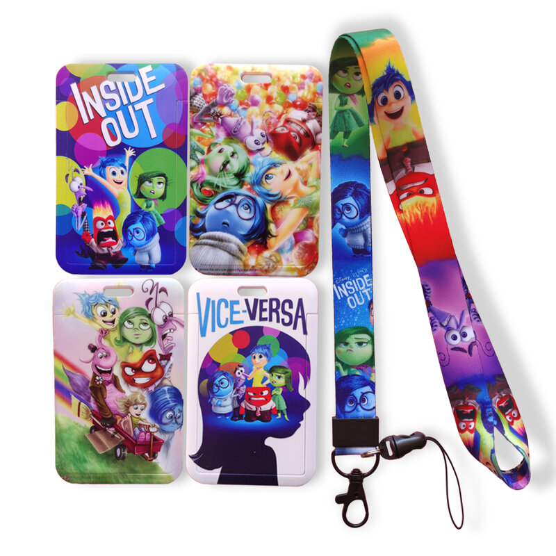 Disney Inside Out Kids Boys Card Holder Business Badge Card Case Frame ABS Employee Case Cover Student Lanyard Name Card Holder